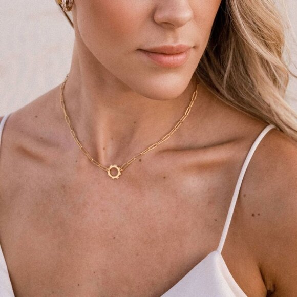 Gold Chain Pendant Necklace Gemstone Pendant Blue Chalcedony BEAUTIFUL Necklace - Picture 10 of 12